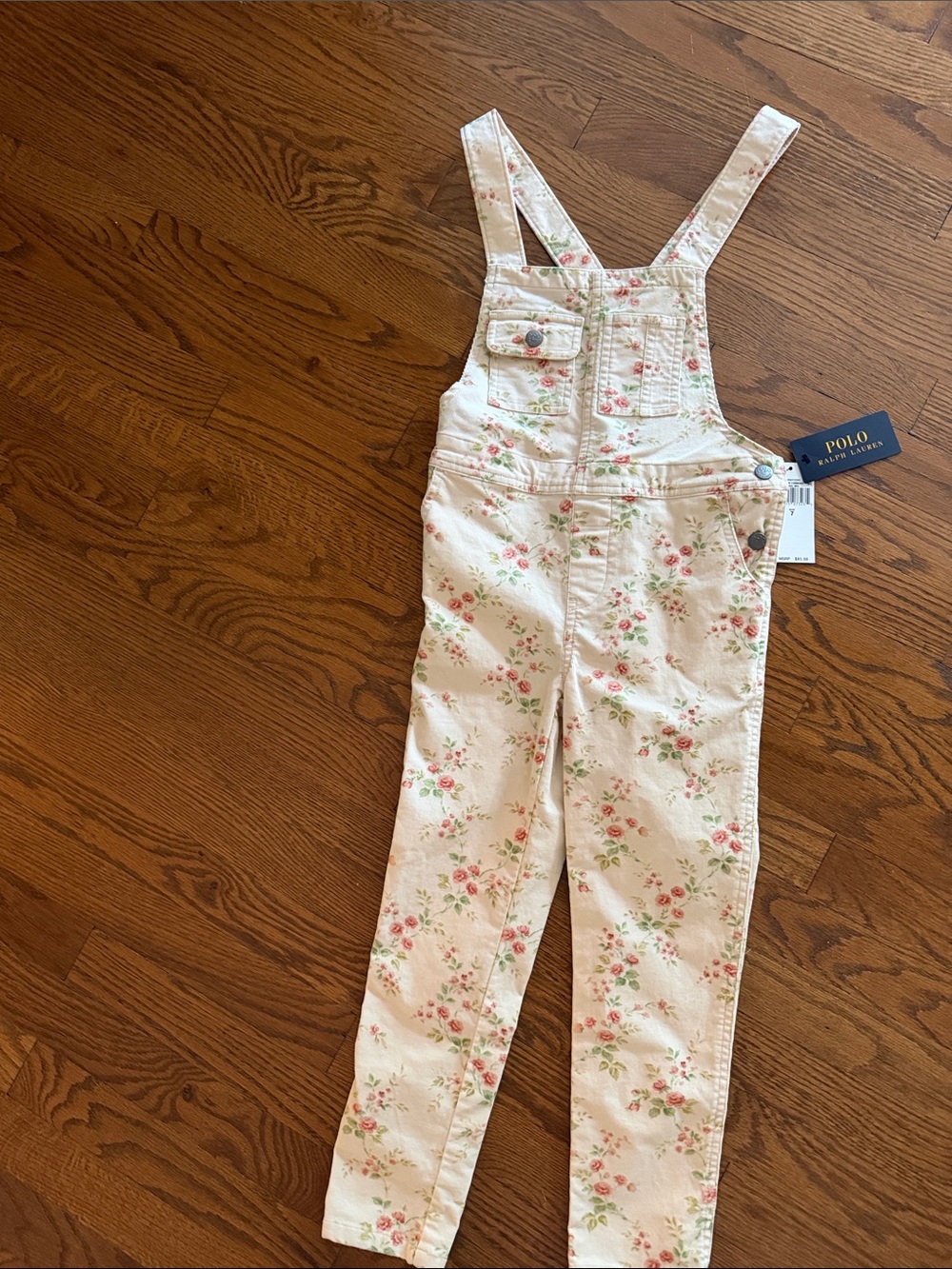 Polo by Ralph Lauren Cream Floral Girls' Jumpsuit Overalls